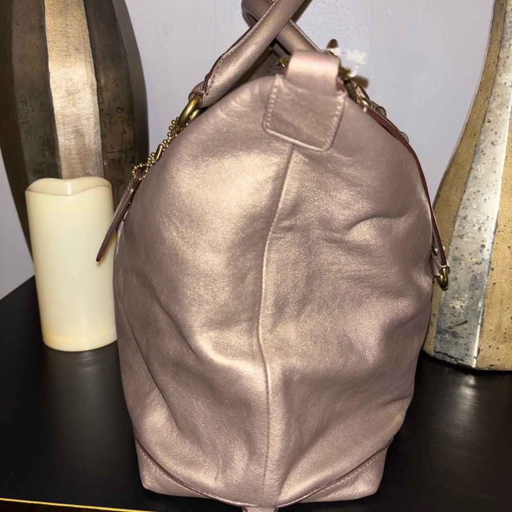 Coach Ashley Metallic Bronze Satchel- Matching Wristlet In Closet. - Picture 13 of 14
